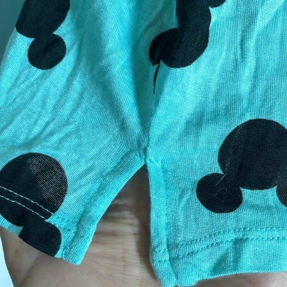 Women’s L Aqua Disney Shirt Mickey Mouse ears pjs top short sleeve 5% spandex - Picture 7 of 9